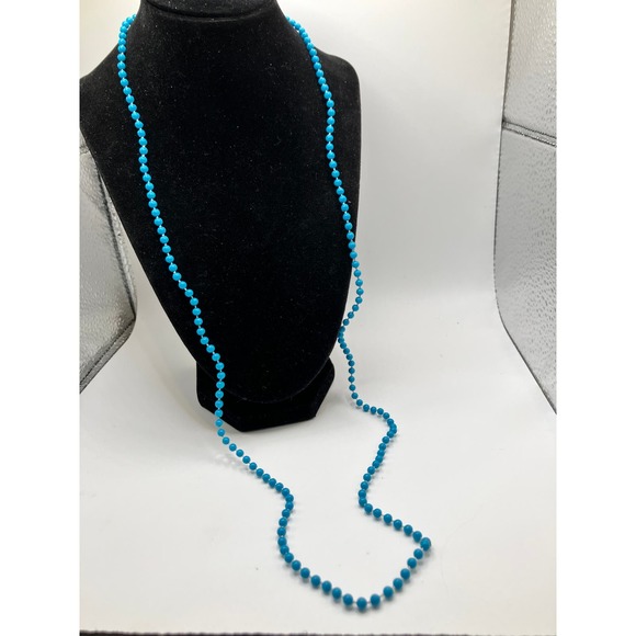 Vintage Turquoise Blue Mini Beaded 35.5 Inch Necklace! - Picture 4 of 5